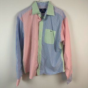 Vineyard Vines Pastel Green Pink Purple Blue Striped Tucker Shirt Size M…